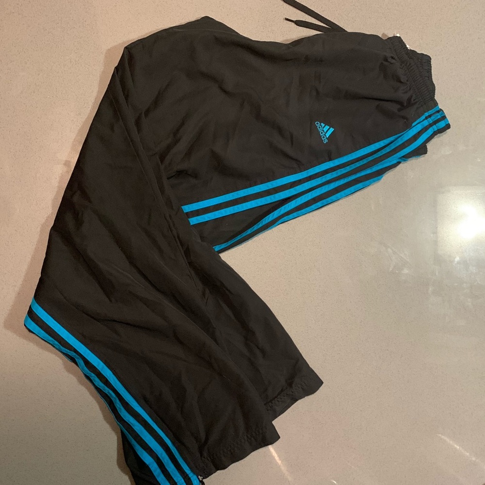 Blue And Black Adidas Wind Pants